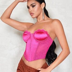 Hot Pink Lace Bustier Top
